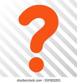 Orange Question interface toolbar icon. Vector pictograph style is a flat symbol on diagonally hatched transparent background.