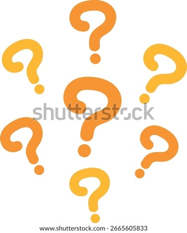 Orange question mark illustration, many questions
