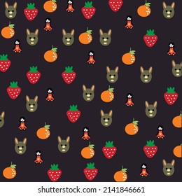 orange, rabbit cute seamless pattern, Cartoon rabbit orange background, vector illustration