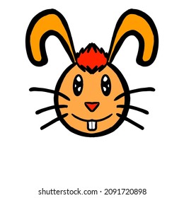 Orange rabbit head design with a cute shape that can be used as a symbol, logo, brand, book cover or the like.