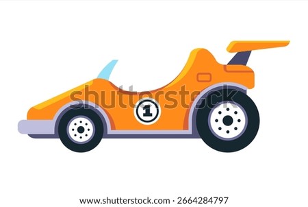 Orange racing car. Flat illustration.