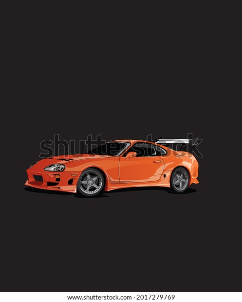 orange racing car,
vector car illustration