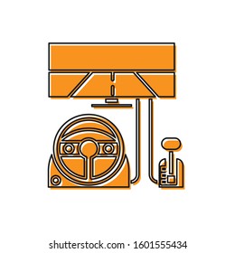Orange Racing simulator cockpit icon isolated on white background. Gaming accessory. Gadget for driving simulation game.  Vector Illustration