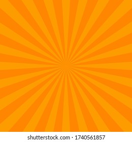 Orange radial background, poster design template, vector illustration