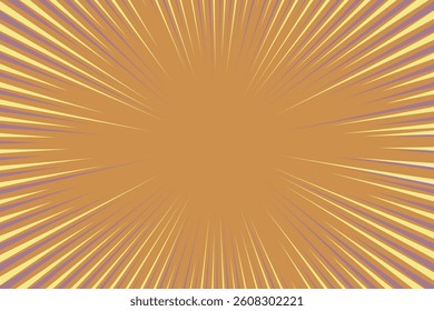 Orange radial comics style lines isolated on brown background. speed abstract. Vector illustration