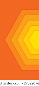 Orange radial hexagon background. Texture pattern banner