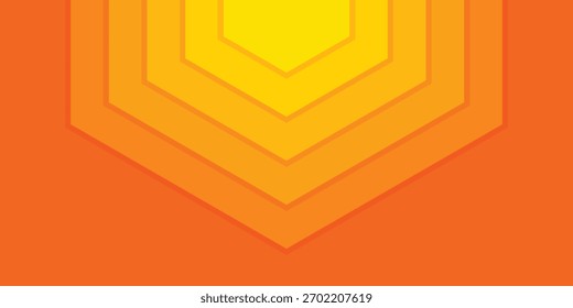 Orange radial hexagon background. Texture pattern banner