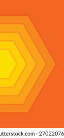 Orange radial hexagon background. Texture pattern banner