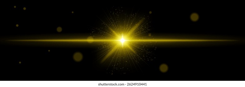 Orange radial light burst with sparkling center beam and glowing particle rays, symbolizing powerful signal transmission or sci-fi tech explosion.