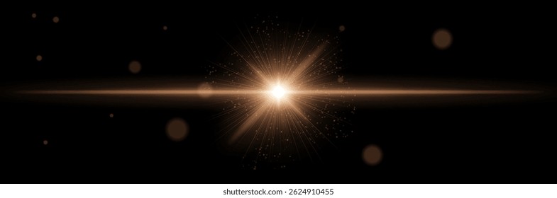 Orange radial light burst with sparkling center beam and glowing particle rays, symbolizing powerful signal transmission or sci-fi tech explosion.