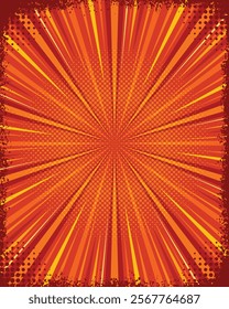 Orange radial speed lines retro background