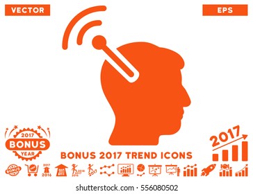 Orange Radio Neural Interface icon with bonus 2017 year trend pictograph collection. Vector illustration style is flat iconic symbols, white background.