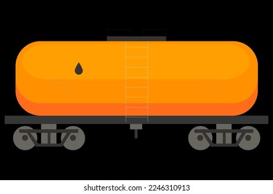 orange railway tank car for transportation of fuel