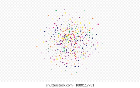 Orange Rain Carnaval Transparent Background. Invitation Circle Card. Flying Shine Backdrop. White Splash Festival Design.