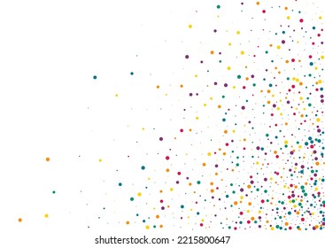 Fondo Blanco De La Celebración De La Lluvia Naranja. Postal de Vector Confetti. Diseño de polvo superior. Textura del Festival del Círculo Blanco.