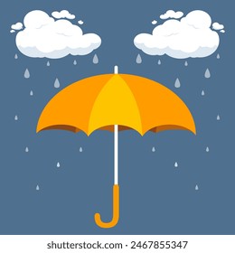 Regenschirm und Regentropfen aus Orange, Vektorillustration EPS 10