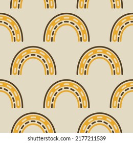 Orange rainbow groovy 1970 good vibes seamless vector pattern background. Warm retro abstract wallpaper, fun 70s texture. Old school vintage hippie vibe trippy pattern, good vibes art, digital paper