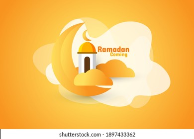 orange ramadan coming islamic vector illustration