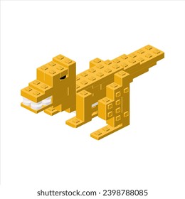 Orange raptor in isometry. Vector