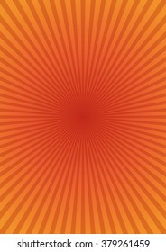 Orange ray sunburst style abstract background. Retro rays background. Orange rays on a yellow background. Vector vintage background.