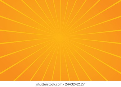 Orange rays retro sunburst texture background,  Radial. Summer retro sun rays yellow background, Banner. Vector Illustration