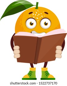 Libro de lectura naranja, ilustración, vector sobre fondo blanco.