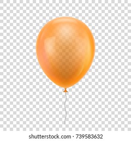 Orange realistic balloon. Orange ball isolated on a transparent background for designers and illustrators. Balloon as a vector illustration