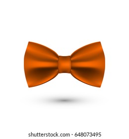 orange realistic bow tie on white background. vector illustration