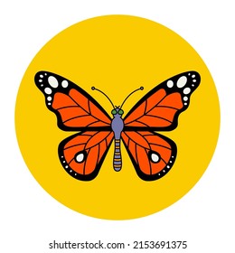 orange realistic butterfly. spring insect. flat vector illustration.