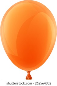 Orange realistic celebration balloon. Vector illustration. 