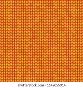Orange realistic knitted texture. Seamless pattern