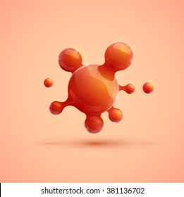 Orange realistic molecule, vector