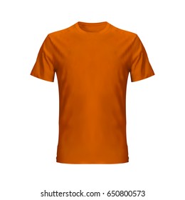 orange realistic t-shirt on white background. vector illustration