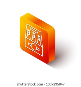 Orange rectangle isometric Beer set icon. Beer pack symbol for your web site design