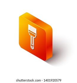 Orange rectangle isometric Brush artist icon. Draw symbol for graphic and web design.