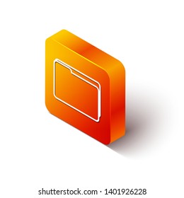 Orange rectangle isometric Folder Icon for your web site design