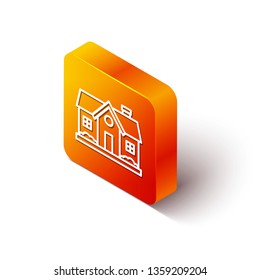 Orange rectangle isometric House Vector Icon Vector. Home symbol