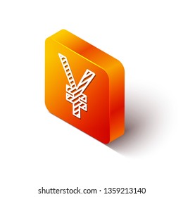 Orange rectangle isometric Japanese Yen or Chinese Yuan currency symbol