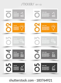 pegatinas rectangulares naranjas modernas. concepto infográfico.