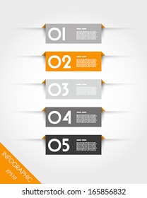 orange rectangular stickers with shadows. infographic concept.