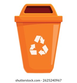 Orange recycling bin featuring universal recycling symbol, encouraging waste separation and eco conscious practices