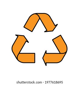 orange recycling line icon vector illustration on white background
