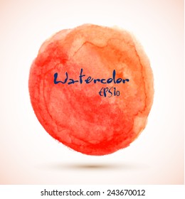 Orange red abstract gradient watercolor circle, vector design element