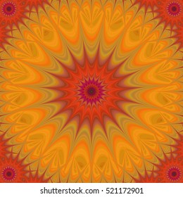 Orange and red abstract mandala fractal design background