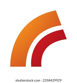 Orangefarbener und roter Pfeil-Buchstaben R Symbol auf weißem Hintergrund