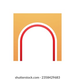 Letra naranja y arco rojo forma icono N sobre fondo blanco