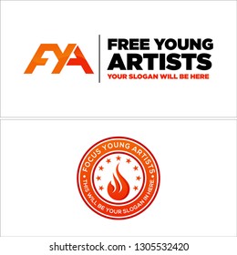 Orange red black line art circle ribbon star fire combination mark logo design vector concept suitable for business corporate artist