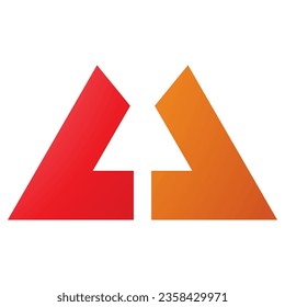 Orange and Red Bold Letter U Icon with Straight Lines on a White Background