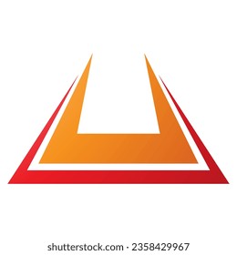 Orange and Red Bold Spiky Shaped Letter U Icon on a White Background
