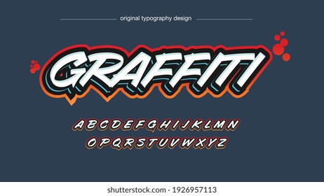 Orange and Red Bold White Modern Graffiti Artistic Font Typography